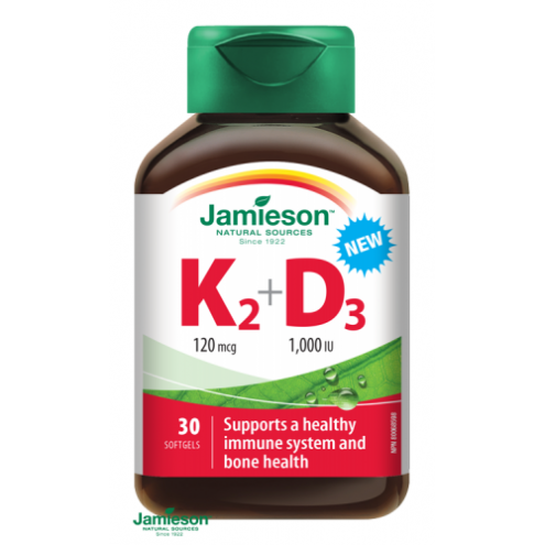 JAMIESON Vitamíny K2 120mcg a D3 1000 IU, 30 cps